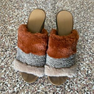 Nordstrom Furry Multicolor Wedge Sandals